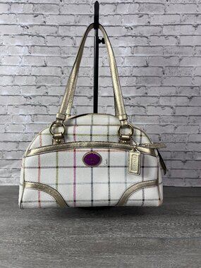 Coach Peyton Tattersall Plaid Satchel handbag F18177
